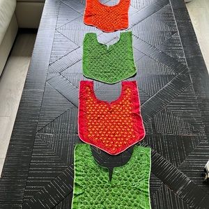 Front panel to be stitch on clothing. Four pieces three colors.